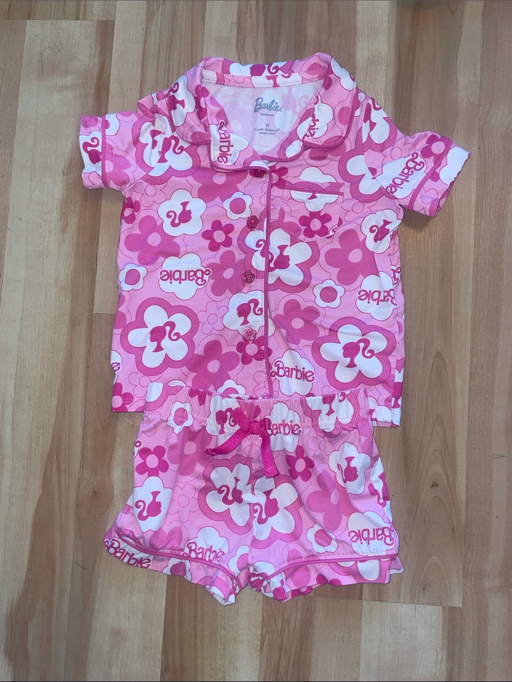 Barbie Pink Floral Pajama set size 2T
